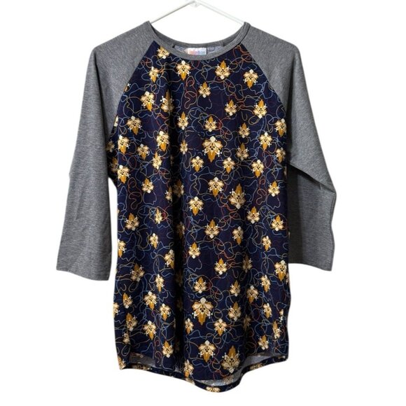 Lularoe 3/4 Sleeve Knit‎ Raglan T-Shirt Casual Floral Top Womens Size Large Fall - Picture 1 of 12